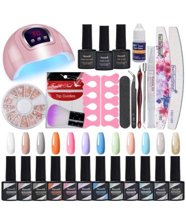 Gel Nail Kit Gel Nail Polish Kit with 54W LED Light - 12 Widely Spring Color Gel Nail Polish Set Stater Kit for Gel Manicure Beginner Nail Art Lover Fashion Packaging for Gift Set 12 colors light