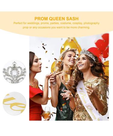 Kisangel Prom Queen Satin Sash Graduation Wedding Crown Set for Women - Bridal Tiaras School Party Accessories - Buy Online on GoSupps.com