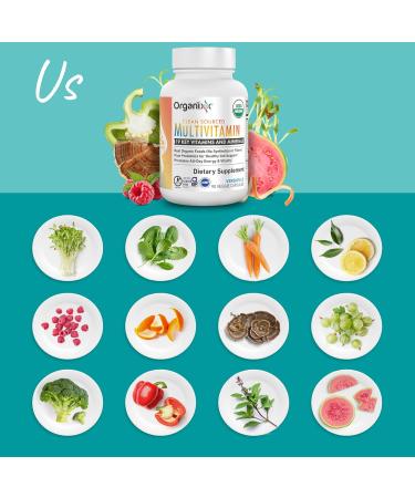 Organixx Clean Sourced Multivitamin for Women & Men w/Vitamin C D3 Vitamin B Complex Probiotics Organic Fruits & Vegetables Supports Digestive Gut Health Immune Support 90 Vegan Gel Capsules - Buy Online on GoSupps.com