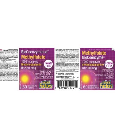 Natural Factors Methylfolate 1000 mcg - 60 Quick Melt Tablets for Optimal Support - Buy Online on GoSupps.com