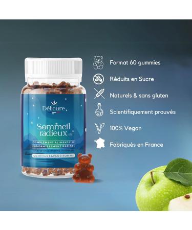 D licure - Sleep Supplement - Rapid Sleep Gummies - 30 Day Cure - 100% French - Melatonin 1.9mg Passionflower Vitamins - Made in France - 30 nights - Buy Online on GoSupps.com