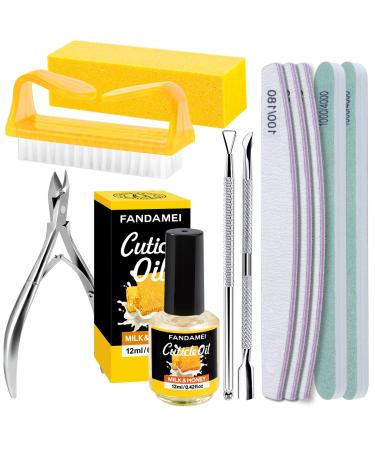 Fandamei manicure & pedicure set nail file 100/180 polishing files buffer for nails nail shaver nail tongs nail shapers nail brush care oil for nails nail files nail care oil milk & honey
