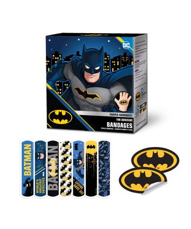 Batman Shaped Kids Bandages Children Super Hero Characters Flexible Adhesive Bandages for Blisters Minor Cuts Scrapes Burns First Aid & Wound Care Protection for All Skin Types 100 Count