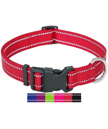 Dey-Premium dog collar nylon reflective adjustable for small and large dogs many colors and sizes collar dog puppy dog neck straps cat neck puppy neck red m m -2.0 x34-49 cm red-reflective