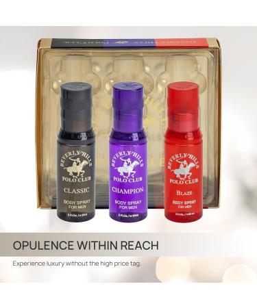 Beverly Hills Polo Club 3 Piece Body Spray Collection: Champion Classic Blaze (9 fl Oz Different Fragrances) - Buy Online on GoSupps.com