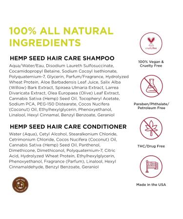 Hemp Seed Hair Care Shampoo & Conditioner Set - Nag Champa Scent | 8 oz | Vegan & Cruelty-Free with Hemp & Coconut Oil - Buy Online on GoSupps.com