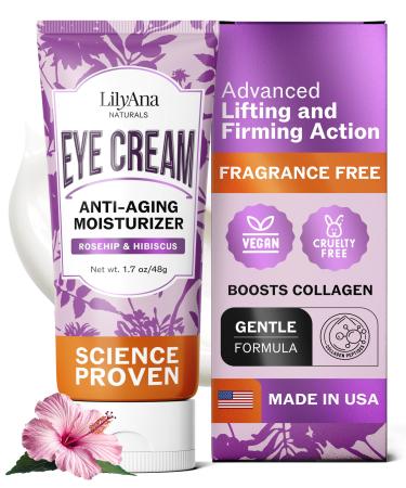 LilyAna Naturals Eye Cream for Dark Circles and Puffiness Under Eye Cream for Wrinkles and Bags Anti Aging - helps Improve Dryness for Sensitive Skin - 1.7 oz - Made in USA