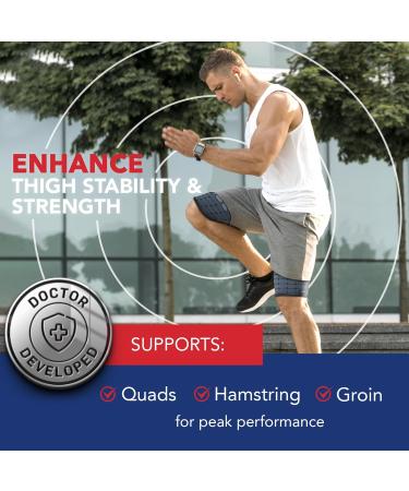 Doctor Developed Thigh Compression Sleeve for Women & Men | Breathable Hamstring Support & Groin Brace | Medical Leg Wraps - Medium Grey (1 Pair - Buy Online on GoSupps.com