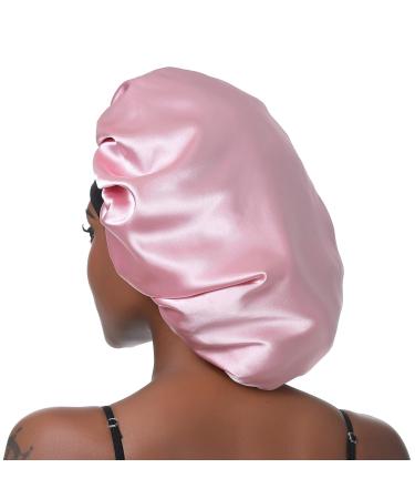 SENGTERM Satin Night Cap for Women Elastic Wide Band Nightcap for Long & Curly Hair (Large Pink) Best Sleep Cap for Hair Protection - Buy Online on GoSupps.com
