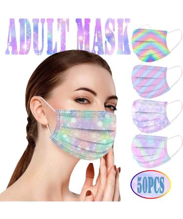 Goddess Accent 50 Pack Disposable Face_Mask Cute Floral Tie Dye Printed Protection for Adults Women - Buy Online on GoSupps.com