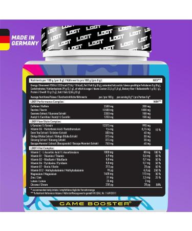 Loot Game Booster - Enhance Concentration & Endurance | 50 Servings (400g) | Caffeine & 20 Unique Ingredients | Flow-State Formula - Sour Shock - Buy Online on GoSupps.com