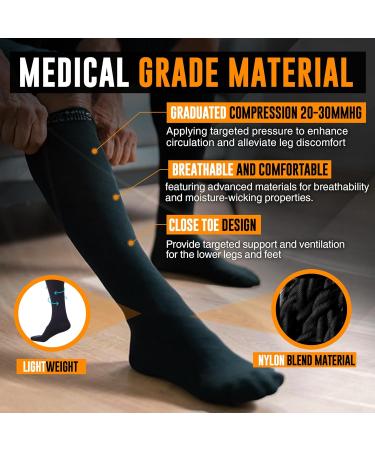 Buy Doc Miller 20-30mmHg Compression Socks for Men & Women | Best for Varicose Veins & Improved Circulation - Black Medium - Buy Online on GoSupps.com