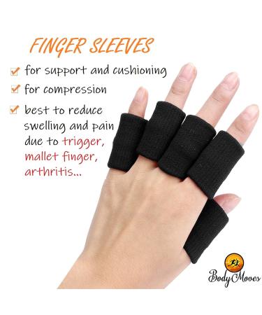 Buy BodyMoves 2 Double-Sided Solid Support Finger Splints & Sleeves - 2020 Edition (Midnight Black) | International Shipping Available - Buy Online on GoSupps.com