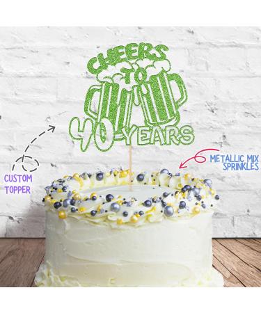 Cakeshop Cake Decoration Pack | Cheers Beers Happy Birthday Premium Double Sided Glitter Card Cake Topper & 25g Party Pack of Cake Sugar Sprinkles | Custom Age Cake Decorations (Green) Non-Prime Glitter Card: Green - Buy Online on GoSupps.com