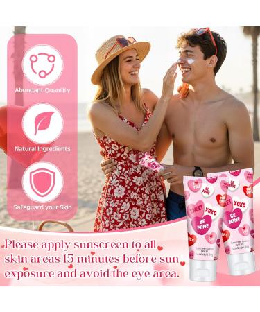 Dansib 12 Pcs Mini Sunscreen Bulk for Valentine Gifts Summer Travel Size Spf 30 Water Resistant Sunblock Sunscreen Lotion Bulk for Valentines Day Favors for Pool Party(Valentine) - Buy Online on GoSupps.com