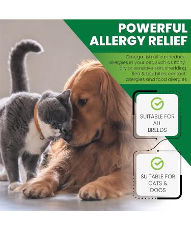 Omega 3 Fish Oil For Dogs and Cats - 120 x 1000mg Capsules - Dog Fish Oil Supplements for Healthy Skin and Shiny Coat - Omega 3 for Dogs Allergies and Bites - Maintain Healthy Joints and Heart - Buy Online on GoSupps.com