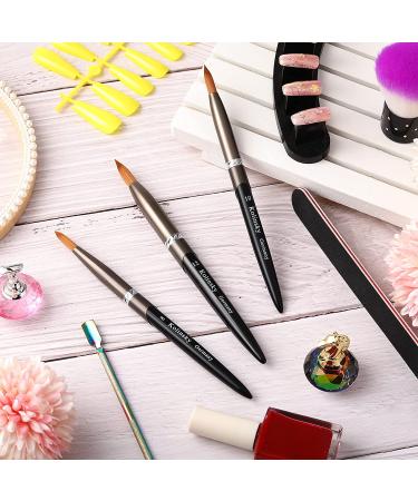 3 Pieces Oval Crimped Kolinsky Acrylic Nail Brush Set - Metal Handle Nail Art Brushes for Acrylic Manicure - Various Sizes Included - Buy Online on GoSupps.com