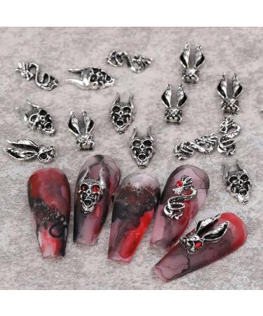RUNRAYAY 28pcs 3D Halloween Nail Charms Cross Chrome Metal Nail Art Charm Vintage Gothic Retro Punk Skulls Mixed for Manicure Craft DIY Nail Art Decoration Accessories with a Box - Buy Online on GoSupps.com