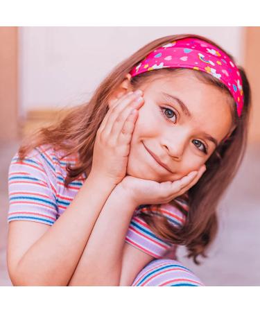 Girls' 3-Pack Wide Headbands - Butterfly Unicorn Heart Designs | Soft Stretch Fabric Hair Accessories for Kids | Princess Tiara Elastic Bands - FROG SAC - Buy Online on GoSupps.com