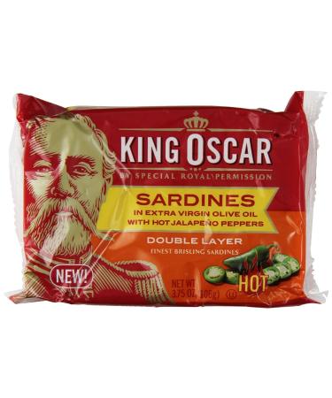 King Oscar Sardines in Extra Virgin Olive Oil with Jalapeno Peppers (Pack of 4) 3.75 oz Cans 3.75 Ounce (Pack of 4)