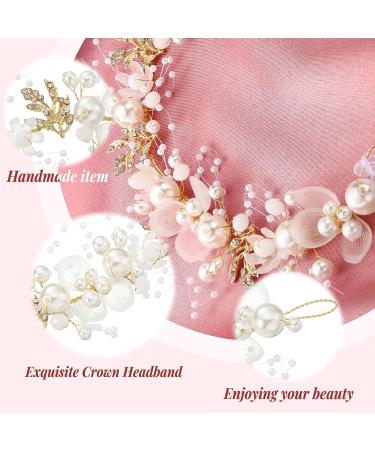Tigeen Flower Girl Headband Set - Gold Pearl Crystal Rhinestone Crown for Wedding, Birthday, Prom - Buy Online on GoSupps.com