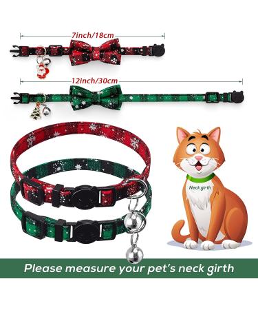 LLHK 4 Pack Christmas Cat Collars with Bow Tie and Bell | Adjustable for Girl Boy Cats | Breakaway Kitten Collar | Pet Supplies for Kitty Kitten Adult Cats - Buy Online on GoSupps.com