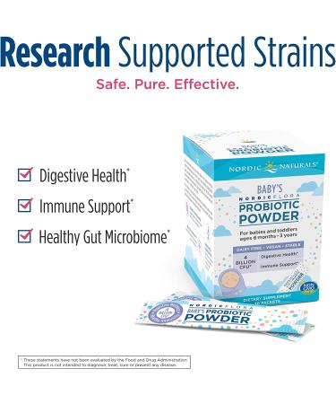Nordic Naturals Flora Baby Probiotic Powder | 6 Months - 3 Years | 4 Billion CFU | 30 Packets - Buy Online on GoSupps.com