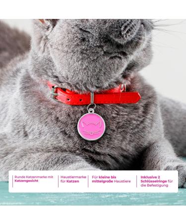 Personalized Ibera Cat Necklace for Medium to Large Cats - Engraved Collar & Address Tag - Round Shape - Pink - Buy Online on GoSupps.com