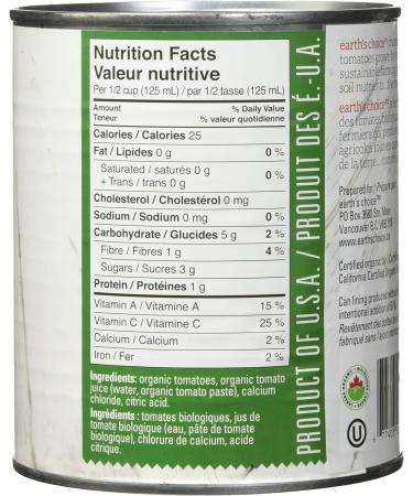 Earth's Choice Organic Organic Diced Tomatoes No Salt Added 796ml - Buy Online on GoSupps.com