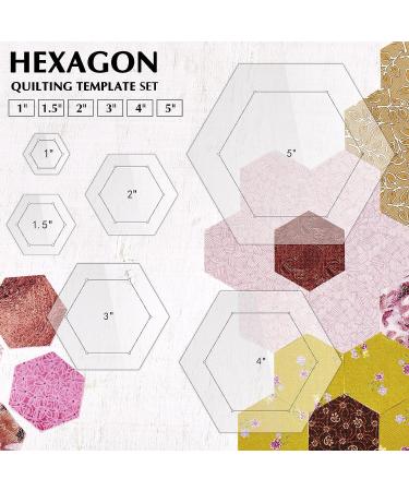 Hexagon Quilting Templates Set - 6 Pieces (1-5 Inch) with Seam Allowance - Acrylic for DIY Quilting Crafts - Buy Online on GoSupps.com