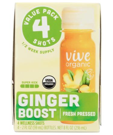 VIVE ORGANIC Organic Ginger Boost Shot 4pk 2 FZ