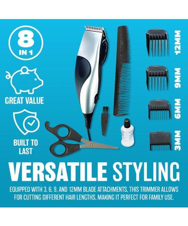 8 in 1 Mens Hair Clipper - Corded Hair Clippers for Men | DIY Haircuts Home Hair Cutting | Men s Head Shaver Buzz Cut Fading | Secure Fit Premium Cutting Combs - Buy Online on GoSupps.com