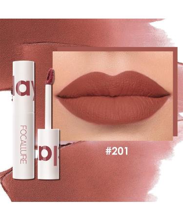 FOCALLURE Velvet Matte Liquid Lipstick - Terra Cotta 201 | Satin-Finish High Pigmented Lip Color | Lightweight & Quick-Drying Formula for Cheeks and Lips - Buy Online on GoSupps.com