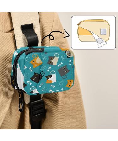 Blue Cartoon Cats Pill Case Bag | Zipper Weekly Organizer for Travel & Home Storage - Buy Online on GoSupps.com