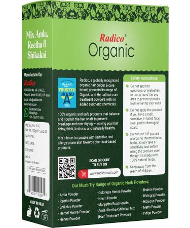 RADICO 100 BIO ORGANIC AMLA RITHAREETHA SHIKAKAI 100 Natuurlijke BIO Organic Haarmasker 100g - Buy Online on GoSupps.com