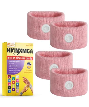 Travel sickness straps/acupressure -utomatic flatter strap against nausea seasy-neat bracelets for the natural relief of morning nausea dizziness anxiety travel sickness 2 pair 2 pink