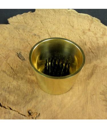 Solid Brass Ikebana Flower Cup with Tapered Pin Frog Holder - Polished Brass - Buy Online on GoSupps.com