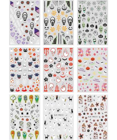 JMEOWIO 9 Sheets Halloween Nail Art Stickers Decals Self-Adhesive Black Cat Ghost Nail Supplies Nail Art Design Decoration Accessories - Buy Online on GoSupps.com