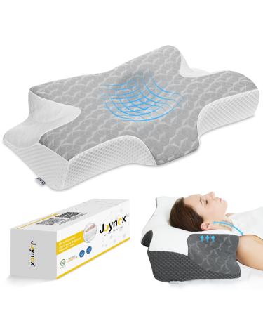 Joynox Cervical Memory Foam Contour Pillow for Neck and Shoulder Pain, Ergonomic Orthopedic Neck Support Sleeping Pillow for Side Sleepers, Back and Stomach Sleepers (Grey)