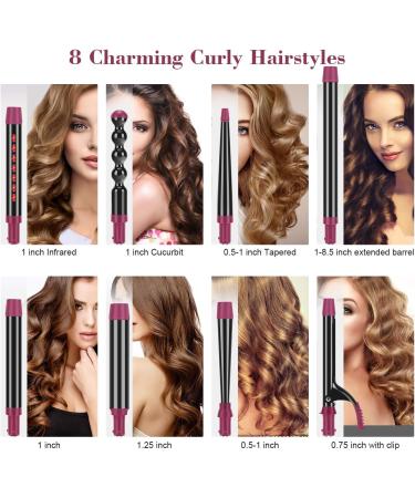 IG INGLAM 8 in-1 Curling Iron Wand Set - Interchangeable Ceramic Barrels with Infrared Technology - Perfect for All Hair Types - Buy Online on GoSupps.com