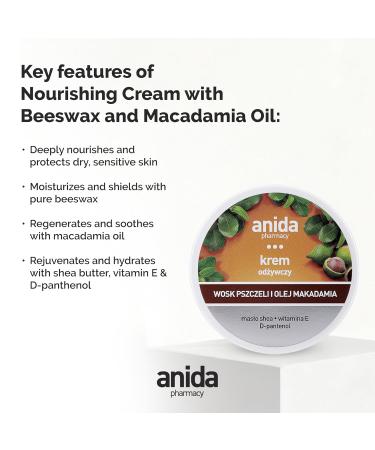 Anida - Nourishing Cream - Beeswax and Macadamia Oil With Shea Butter Vitamin E & Panthenol - Deeply Hydrating & Smoothing Care for Dry Skin - 125ml - Buy Online on GoSupps.com