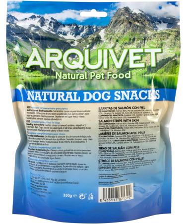 ARQUIVET Salmon Strips with Skin 350g - 100% Natural Dog Snacks - Canine Prizes Treats & Rewards - Buy Online on GoSupps.com
