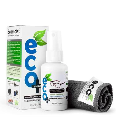 Ecomoist Natural Lens Cleaner 50ml with Microfibre Towel - Eco-Friendly for Eyeglasses, Sunglasses, and Reading Glasses - Buy Online on GoSupps.com