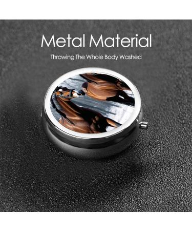 Horses in The Snow Mini Round Pill Box | 3 Compartment Travel Pill Organizer | Portable Medicine Case for Home & Office - Buy Online on GoSupps.com