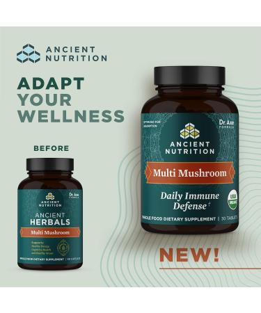 Ancient Nutrition Mushroom Supplement Organic Multi Mushroom Immune Support Gluten Free Stress Response 30 Tablets - Buy Online on GoSupps.com