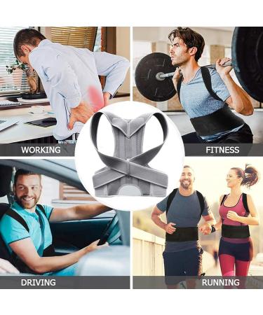 Keeda Adjustable Back Support Brace - Posture Corrector for Men & Women | Fully Straightening Grey Back Brace XXXXL - Buy Online on GoSupps.com