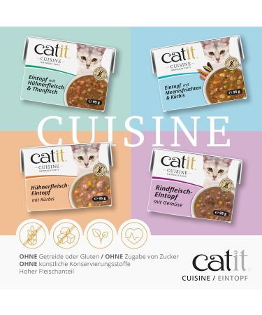 Catit Cuisine Cat Food Seafood and Pumpkin Stew Food Supplement 95 g Grain Free High - Buy Online on GoSupps.com