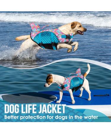 Eyein Shark Dog Life Jacket - Buoyant Pet Vest for Swimming, Boating, and Safety - Blue (M) - Chest Girth 51-59cm - Buy Online on GoSupps.com