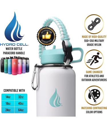 HYDRO CELL Paracord Handle Strap for 14-64 oz Water Bottles - Teal/White - Buy Online on GoSupps.com