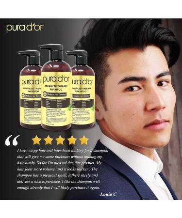 PURA D'OR Advanced Therapy Shampoo 16oz | Reduces Hair Thinning, Increases Volume | Biotin, Argan Oil, Aloe Vera | For All Hair Types Men & Women - Buy Online on GoSupps.com